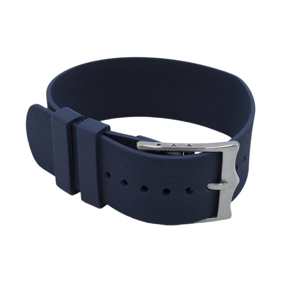 22mm Nato Style Navy Blue FKM Rubber Watch Strap For Tudor FXD