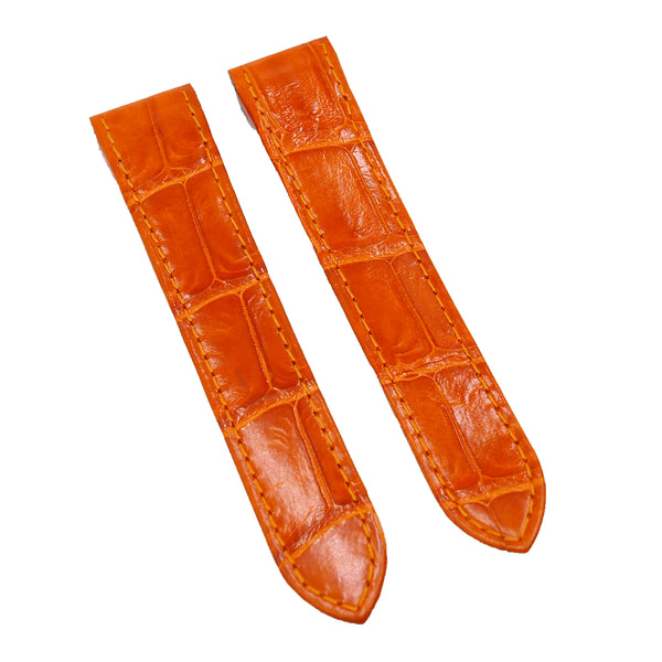 20mm 23mm Orange Alligator Leather Watch Strap For Cartier Santos