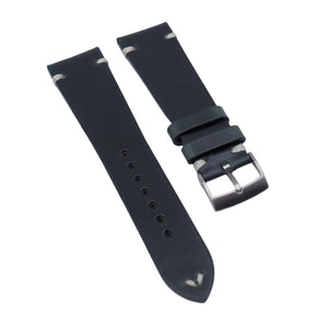 20mm, 22mm Vintage Style Dark Blue Chromexcel Horween Leather Watch Strap