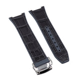 24mm Hybrid Gray Calfskin FKM Rubber Watch Strap For Omega Constellation 41mm