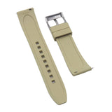 18mm, 20mm, 22mm, 24mm Ladder Step Pattern Khaki FKM Rubber Watch Strap, Quick Release Spring Bars