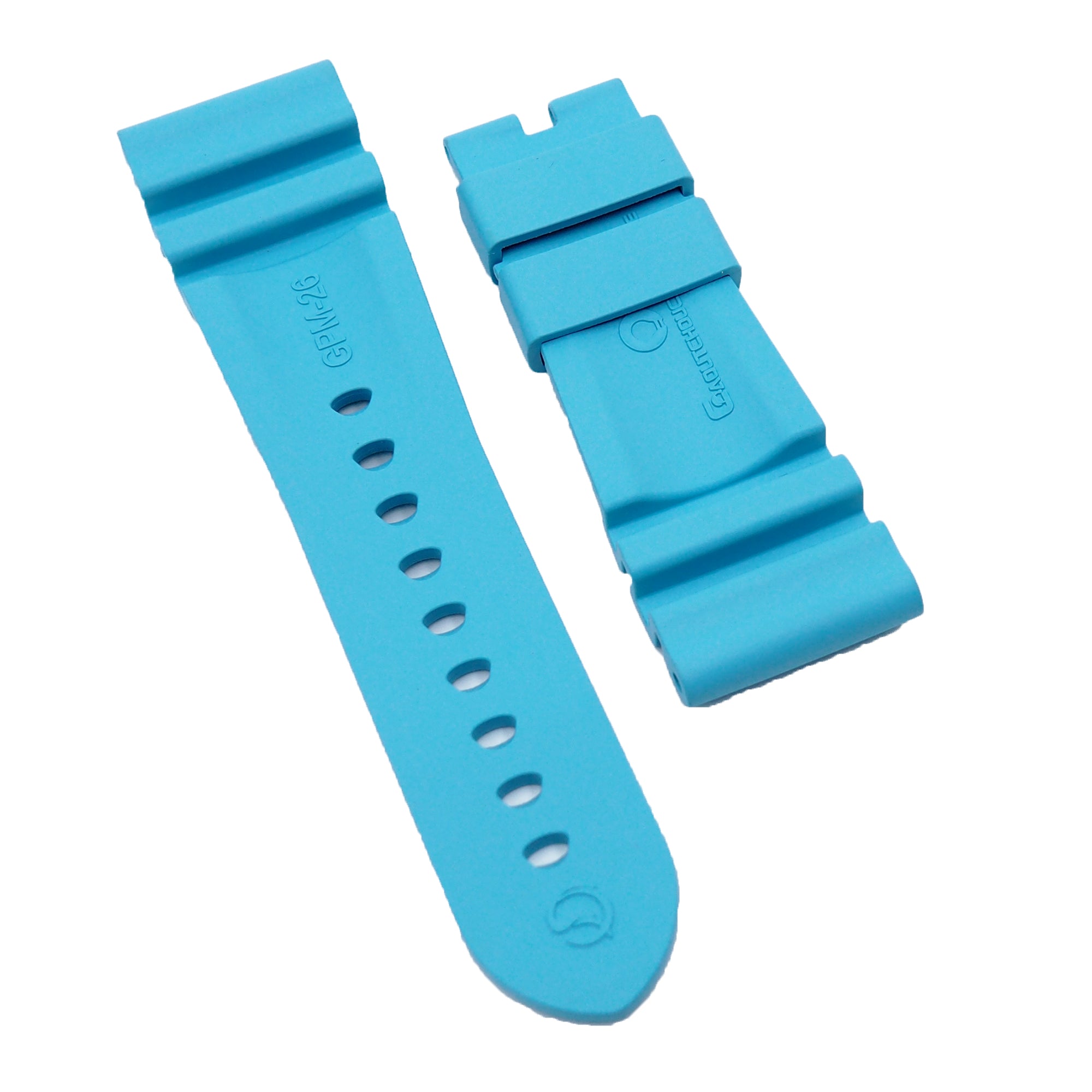 24mm, 26mm Sky Blue FKM Rubber Dive Watch Strap For Panerai