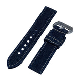 22mm, 24mm Deep Blue Denim Watch Strap, Both Sides in Denim