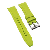 18mm, 20mm, 22mm, 24mm Ladder Step Pattern Lemon Yellow FKM Rubber Watch Strap, Quick Release Spring Bars