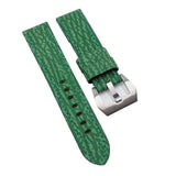 22mm Green Shark Embossed Calf Leather Watch Strap For Panerai, Non-Padded
