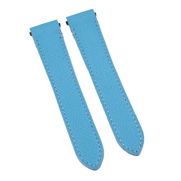 18mm, 21mm Sky Blue Litchi Grain Calf Leather Watch Strap For Cartier Santos Model, Quick Release