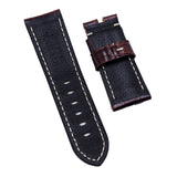 22mm, 24mm Dark Brown Alligator Embossed Calf Leather Watch Strap For Panerai, Small Wrist Length