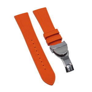 22mm Straight End Mini Pattern Orange FKM Rubber Watch Strap For Tudor, Quick Release Spring Bars