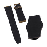 22mm Coffee Brown Matte Calf Leather Bund Watch Strap For Tudor Black Bay