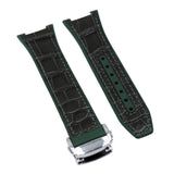 24mm Hybrid Dark Green Calfskin FKM Rubber Watch Strap For Omega Constellation 41mm