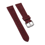 19mm, 20mm, 22mm Red Suede Leather Slim Watch Strap, Quick Release Spring Bars