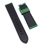 22mm Green Shark Embossed Calf Leather Watch Strap For Panerai, Non-Padded