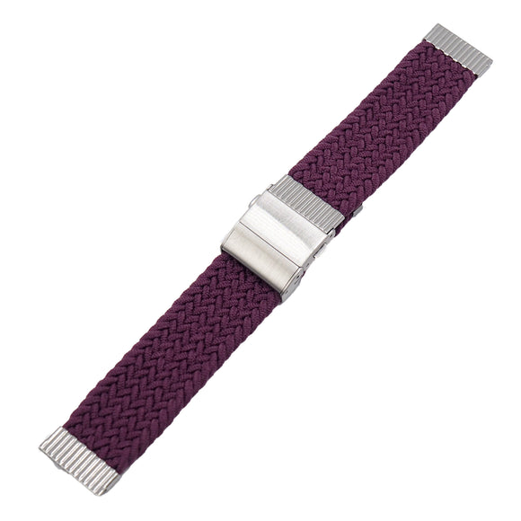 20mm, 22mm Violet Elastic Nylon Watch Strap, Depolyant Clasp