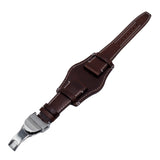 22mm Mahogany Red Italian Calf Leather Bund Watch Strap For Tudor Black Bay