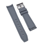 20mm Curved End Nylon Grain Gray Rubber Watch Strap w/ Stitching For Rolex, Omega and MoonSwatch