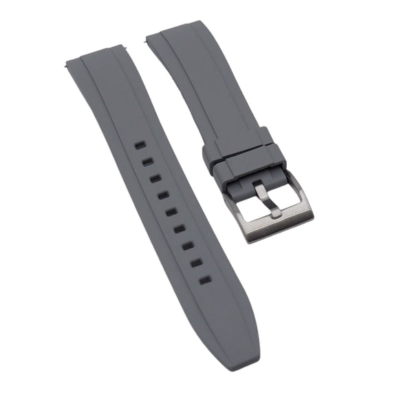 18mm, 20mm, 22mm, 24mm Ladder Step Pattern Gray FKM Rubber Watch Strap, Quick Release Spring Bars