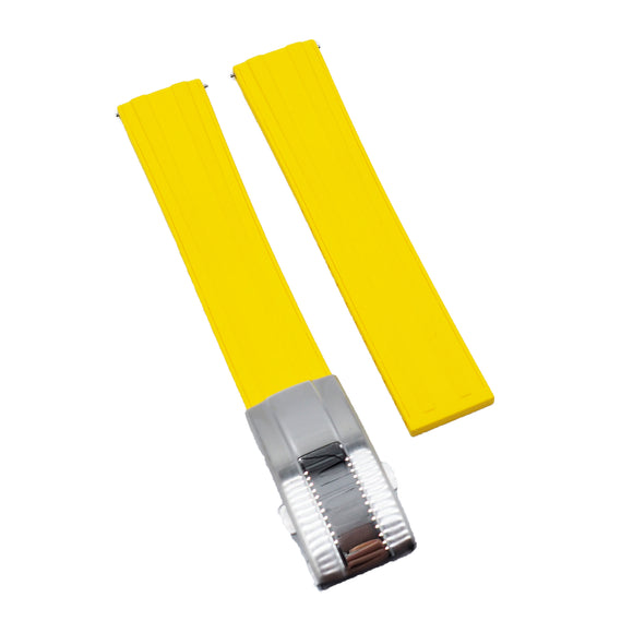 19mm, 20mm, 21mm, 22mm Double Ladder Pattern Yellow FKM Rubber CTS Watch Strap, Quick Release Spring Bars