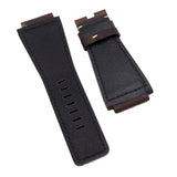 24mm Walnut Brown Calf Leather Watch Strap, Cream Stitching For Bell & Ross
