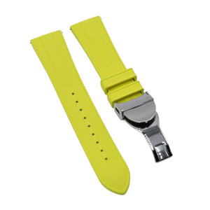 22mm Straight End Mini Pattern Lemon Yellow FKM Rubber Watch Strap For Tudor, Quick Release Spring Bars