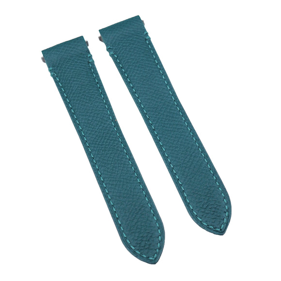 18mm, 21mm Teal Blue Litchi Grain Calf Leather Watch Strap For Cartier Santos Model, Quick Release