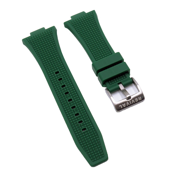 12mm Fine Square Pattern Green Rubber Watch Strap For Tissot PRX