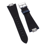 12mm Deep Blue Litchi Grain Calf Leather Watch Strap For Tissot PRX, Quick Release Spring Bars