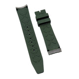 20mm Curved End Army Green FKM Rubber Watch Strap For IWC Portugieser