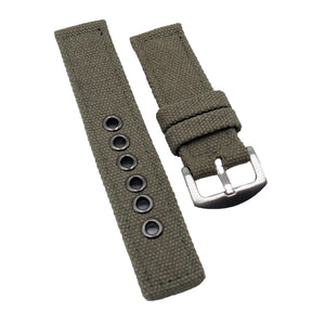 22mm, 24mm Army Green Canvas Watch Strap