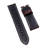 24mm Brown Alligator Embossed Calf Leather Watch Strap For Panerai