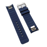 22mm Square Grain Navy Blue FKM Rubber Watch Strap For IWC Aquatimer, Quick Release System