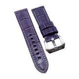 24mm Grape Violet Alligator Embossed Calf Leather Watch Strap For Panerai