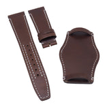 22mm Mahogany Red Italian Calf Leather Bund Watch Strap For Tudor Black Bay