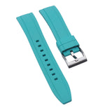 18mm, 20mm, 22mm, 24mm Ladder Step Pattern Tiffany Blue FKM Rubber Watch Strap, Quick Release Spring Bars