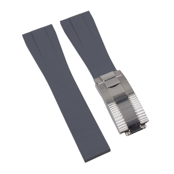 20mm, 22mm Straight End Gray FKM Rubber CTS Watch Strap, Ladder Step Pattern