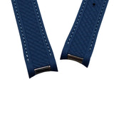 20mm Curved End Navy Blue FKM Rubber Watch Strap For Omega Seamaster Aqua Terra 150m, 41mm