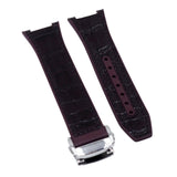 24mm Hybrid Wine Red Calfskin FKM Rubber Watch Strap For Omega Constellation 41mm