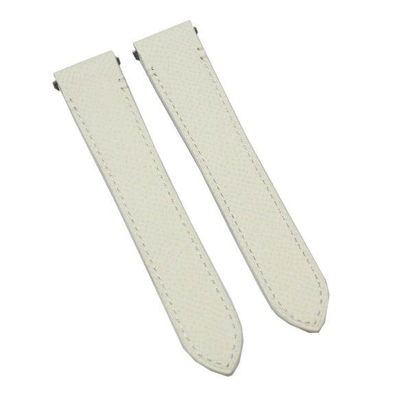 18mm, 21mm Cream White Litchi Grain Calf Leather Watch Strap For Cartier Santos Model, Quick Release