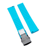 20mm, 22mm Double Ladder Pattern Sky Blue FKM Rubber Watch Strap, Quick Release Spring Bars, Depolyant Clasp