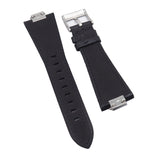 12mm Black Litchi Grain Calf Leather Watch Strap For Tissot PRX, Quick Release Spring Bars