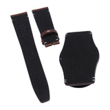 22mm Mahogany Red Italian Calf Leather Bund Watch Strap For Tudor Black Bay