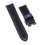 24mm Grape Violet Alligator Embossed Calf Leather Watch Strap For Panerai