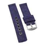 22mm, 24mm Blue Canvas Watch Strap