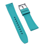 18mm, 20mm, 22mm, 24mm Ladder Step Pattern Tiffany Blue FKM Rubber Watch Strap, Quick Release Spring Bars