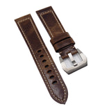 22mm Marble Pattern Walnut Brown Calf Leather Watch Strap For Panerai, Non-Padded