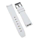 20mm Curved End Nylon Grain White Rubber Watch Strap w/ Stitching For Rolex, Omega and MoonSwatch