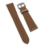 19mm, 20mm, 22mm Khaki Suede Leather Slim Watch Strap, Quick Release Spring Bars