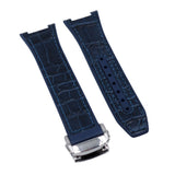 24mm Hybrid Blue Calfskin FKM Rubber Watch Strap For Omega Constellation 41mm