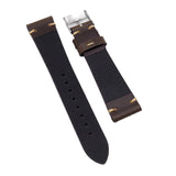 19mm, 20mm Vintage Style Dark Brown Horween Leather Watch Strap