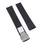 20mm, 22mm Double Ladder Pattern Black FKM Rubber Watch Strap, Quick Release Spring Bars, Depolyant Clasp