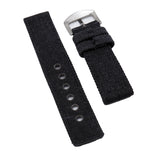 22mm, 24mm Black Canvas Watch Strap